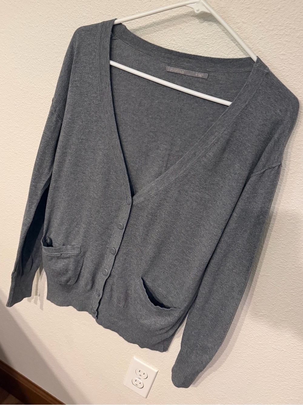 Rubbish Charcoal Gray V-Neck Button Cardigan